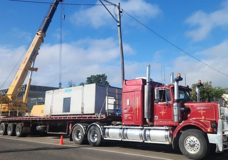 Crane lifting a module onto the deck