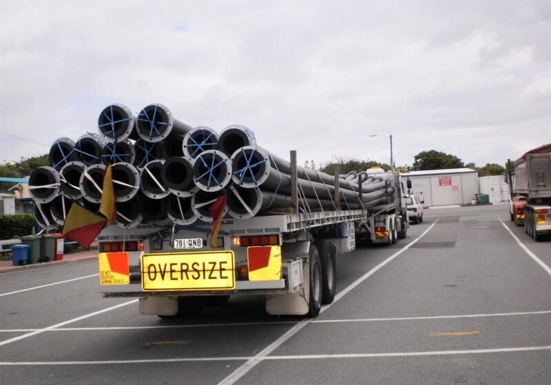 Oversize pipe load, signed and flagged