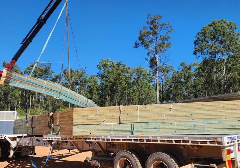 Timber packs craned onto the trailer